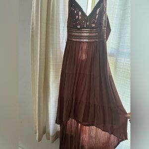 Streetwear Society Chocolate Brown Lace Dress